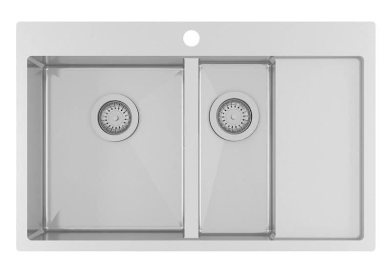 Ausmann sau Blue 1,5 chiuvetă din oțel inoxidabil 78x50cm, montaj pe suprafață sau încastrată, cu zonă de scurgere 1208957126