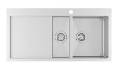 Ausmann sau Blue 1,5 chiuvetă din oțel inoxidabil, 100x51 cm, montaj pe suprafață sau subblat, cu zonă de scurgere 1208957127.
