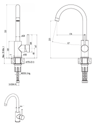 Ausmann Petra Bateriede bucătărie cu duză pivotantă complet din oțel inoxidabil polizat (strălucitor) 1208957158
