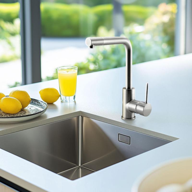 Ausmann Lavea Robinet de bucătărie din oțel inoxidabil cu duză și perlator pivotant 1208957160