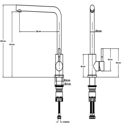 Ausmann Lavea Robinet de bucătărie cu duză și aerator pivotant complet din oțel inoxidabil polizat (strălucitor) 1208957161