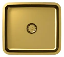 Chiuveta Aquadesign Oxford din oțel inoxidabil placat cu aur PVD, dimensiuni 40x35cm, montaj sub blat, cod produs 1208957203.