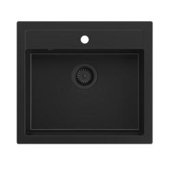 Fermă Quadri în stil rustic cu chiuvetă din granit montată exterior sau sub blat negru mat 595x540mm 1208957208