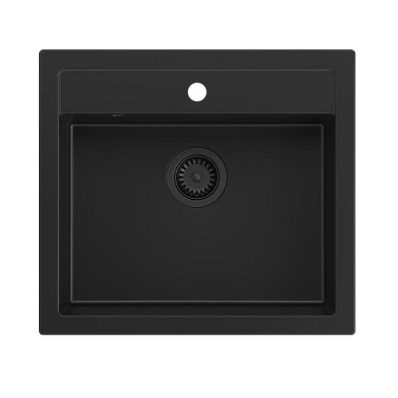 Fermă Quadri în stil rustic cu chiuvetă din granit montată exterior sau sub blat negru mat 595x540mm 1208957208