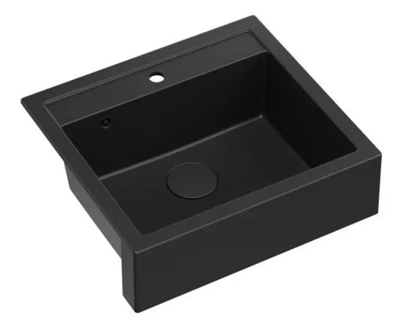 Fermă Quadri în stil rustic cu chiuvetă din granit montată exterior sau sub blat negru mat 595x540mm 1208957208