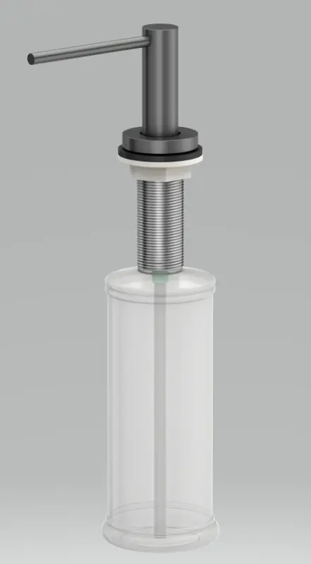 Dispensator de săpun încastrabil de lux Quadri Swindon, culoare gun metal, cu reîncărcare de sus, cod 1208957212.