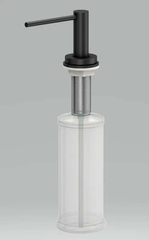 Dispenserul de săpun încorporat de lux Quadri Swindon, negru mat, se poate reumple de sus, 1208957213.