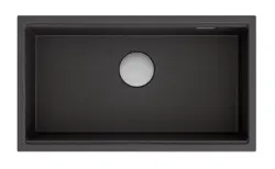 Cuptorul de mare adâncime Quadri Newport, din granit, montat deasupra sau sub blat, cu chiuvetă antracită de 760x435 mm.