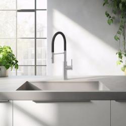 Quadri Chester Baterie de bucătărie cu duză flexibilă și duș cu 2 jeturi în oțel inoxidabil 1208957226