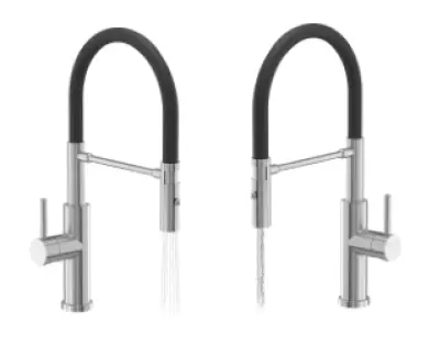 Quadri Chester Baterie de bucătărie cu duză flexibilă și duș cu 2 jeturi în oțel inoxidabil 1208957226