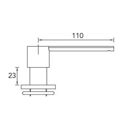 Dozatorul de săpun încorporat CARESSI pentru blatul de bucătărie, finisaj metal gun metal PVD CA203GM.