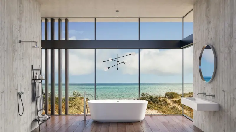 AquaTrimo Acciaio baterie de cadă independentă cu duș de mână din oțel inoxidabil 1208957285