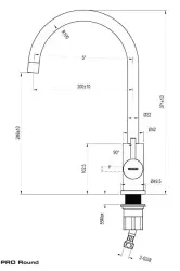 Lorreine Pro Rotund Gun Metal Robinet de bucătărie cu duză rotundă și pivotantă 1208957313