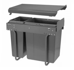 Sistemul de sortare Garbi S-30-2 încorporabil cu 2 coșuri de gunoi, unul de 10 litri și unul de 20 de litri, 1208957363.