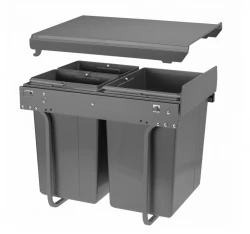Sistemul de sortare încorporat Garbi S-40-3 cu 3 coșuri de gunoi, 1 x 20 de litri și 2 x 10 litri, 1208957365.