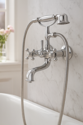 AquaTrimo Vivaldi robinet clasic pentru baie cu manere puternice Crom, inclusiv duș manual 43VV7372CM