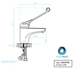 AquaTrimo Clinic, robinetul medical pentru chiuveta cu maner lung, crom, 43CC7375CM.