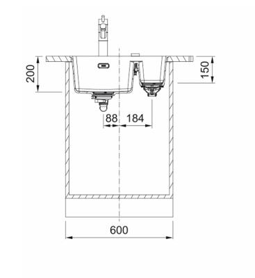 Franke Maris MRG 260/160-34-15 Fragranite ediția neagră, chiuvetă mată de culoare neagră pentru montare la nivel, cu partea mare la dreapta