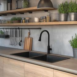 Franke Maris MRG 220/120-35-35 Fragranite ediția neagră mat dublă chiuvetă încorporată plană