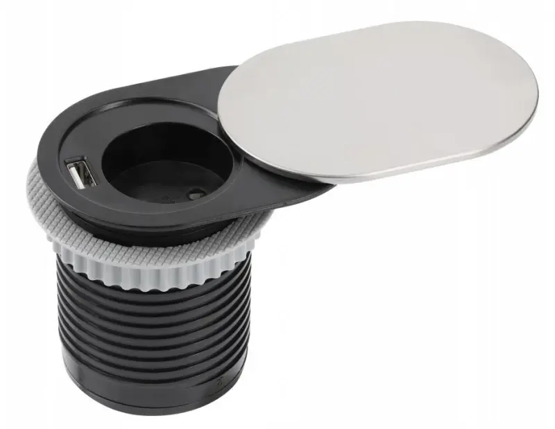 Indux Slide priză de bucătărie încorporată în blat cu USB C și priză de culoare inox 1208957391