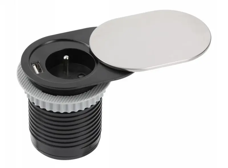 Indux Slide priză încorporată pentru bucătărie Penaarde în blat cu USB și priză culoare oțel inoxidabil 1208957392