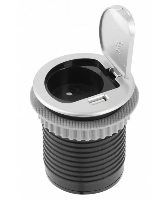 Priza de bucătărie cu încorporare Indux Cover, cu împământare și USB, cu culoare argintie 1208957393.