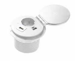 Indux Cover încorporat cu pământ alb pentru priză de bucătărie în blat cu conexiuni interschimbabile 1208957398