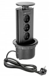 Indux Up & Down priză de pământ retractabilă pentru bucătărie neagră în blat cu 3 prize 1208957404