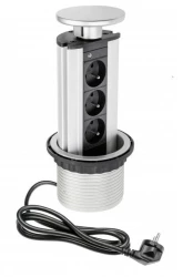 Indux Up & Down priză de pământ retractabilă argintie pentru bucătărie în blatul de lucru cu 3 prize 1208957410