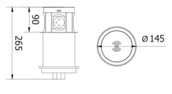 Indux Push priză de pământ retractabilă pentru bucătărie, neagră, în blat, cu 4 prize, 2 x USB, 2 x RJ45 și încărcare fără fir 1208957421