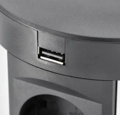 Indux Push priză de pământ retractabilă pentru bucătărie, neagră, în blat, cu 4 prize, 2 x USB, 2 x RJ45 și încărcare fără fir 1208957421