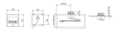 Priza de bucătărie Indux Flip Small cu împământare, încastrată în blatul sau în dulapul de deasupra, culoare neagră mat, cu 2 încărcătoare USB.