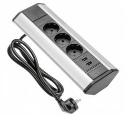 Indux Corner priză de colț pentru bucătărie, cu 3 prize cu împământare și 2 încărcătoare USB1208957431