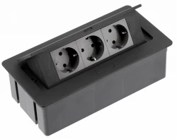Priza de bucătărie Indux Flip Medium cu îngropare în blatul de lucru sau în dulap de deasupra, negru mat, cu 3 prize cu împământare 1208957433.