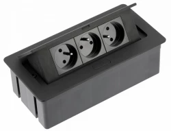 Indux Flip Medium priză de bucătărie cu împământare în blat sau dulap superior, negru mat cu 3 prize 1208957434
