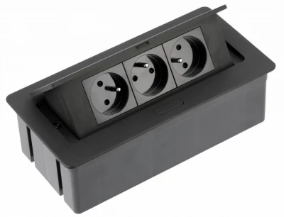 Indux Flip Medium priză de bucătărie cu împământare în blat sau dulap superior, negru mat cu 3 prize 1208957434
