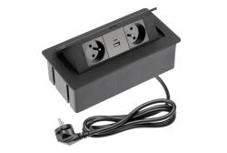 Indux Flip Medium kitchen socket grounding in the worktop or wall cabinet matte black with 2 sockets and 2 USB chargers 1208957438