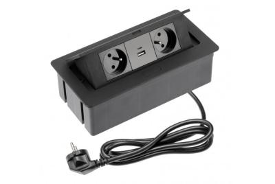 Indux Flip Medium kitchen socket grounding in the worktop or wall cabinet matte black with 2 sockets and 2 USB chargers 1208957438