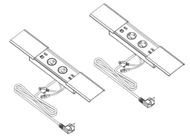 Indux Slide max priză de încorporat în blatul de bucătărie cu întrerupător de pământ, USB-A, HDMI, RJ45 și USB-C, culoare alb mat 1208957440