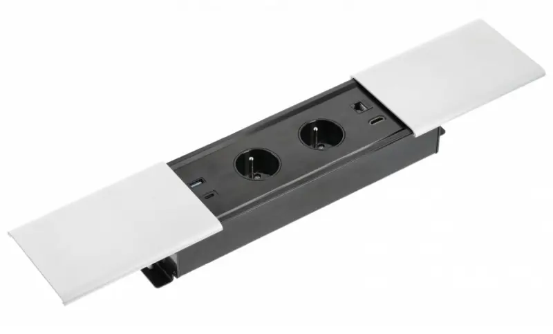 Indux Slide max priză de încorporat în blatul de bucătărie cu întrerupător de pământ, USB-A, HDMI, RJ45 și USB-C, culoare alb mat 1208957440