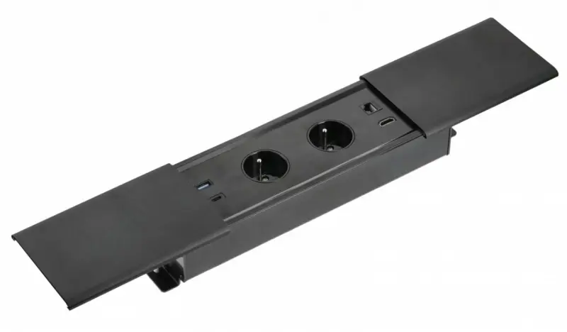 Indux Slide max priză de încorporat în blatul de bucătărie cu împământare, cu USB-A, HDMI, RJ45 și USB-C, culoare negru mat 1208957441