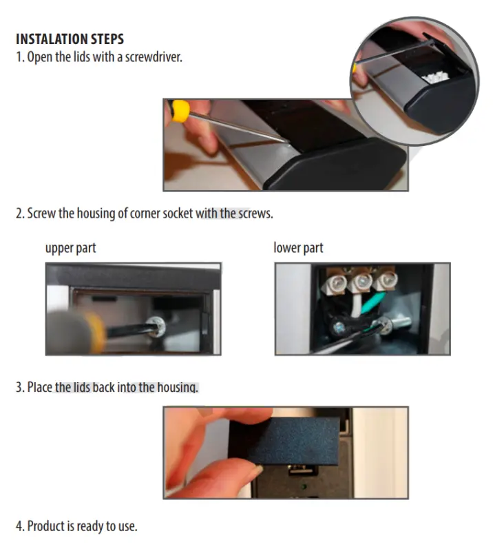 Colț de bucătărie Indux Corner cu 3 prize pământ și 2 încărcătoare USB 1208957442