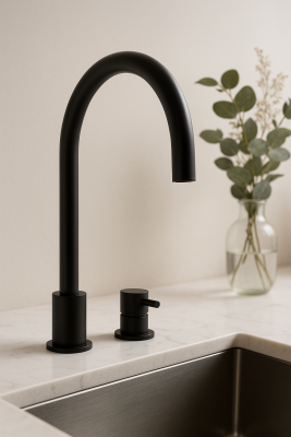 Waterevolution Flow Robinet de bucătărie cu 2 orificii negru mat T151PR