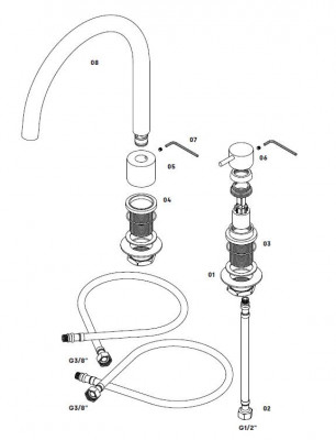 Waterevolution Flow Robinet de bucătărie cu 2 orificii din alamă T151LE