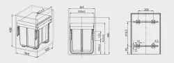 Sistemul de depozitare încorporat Garbi Carrier C-40-2-H, cu ghidaje proprii și 2 coșuri de gunoi de 2 x 20 litri 1208957463.