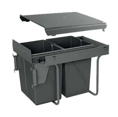Sistemul de depozitare încorporat Garbi Carrier C-40-2-H, cu ghidaje proprii și 2 coșuri de gunoi de 2 x 20 litri 1208957463.
