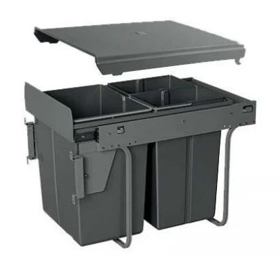 Sistemul de evacuare a deşeurilor încorporat Garbi Carrier C-40-3-H, cu ghidaje proprii și 3 coșuri de gunoi 1 x 20 + 2 x 10 litri 1208957464.