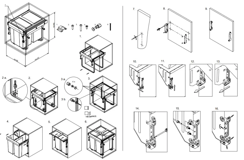 Sistemul de eliminare a deșeurilor Garbi Carrier C-45-2 cu ghidaje proprii și 2 coșuri de gunoi de 2 x 15 litri 1208957467