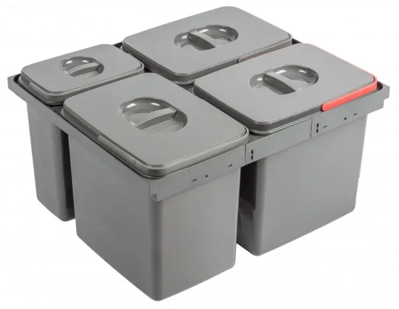 Sistem de sortare a gunoiului Garbi Basket B-60-4-H pentru sertar de 60cm, inclusiv suport și 4 coșuri de gunoi 1208957472.