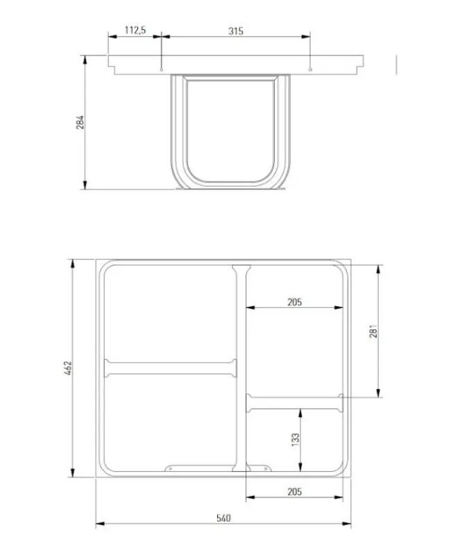 Sistem de sortare a gunoiului Garbi Basket B-60-4-H pentru sertar de 60cm, inclusiv suport și 4 coșuri de gunoi 1208957472.